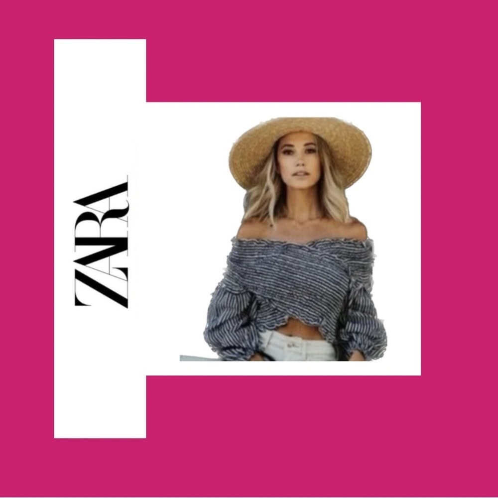 Zara Off Shoulder Smocked Long Sleeve Top | Sz Medium | NWOT